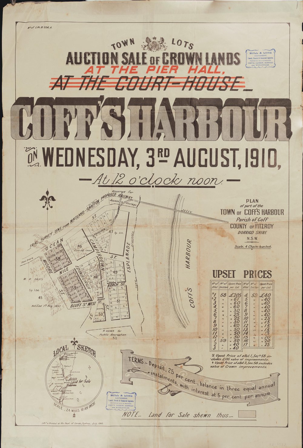 Coff's Harbour land sale poster, 1910