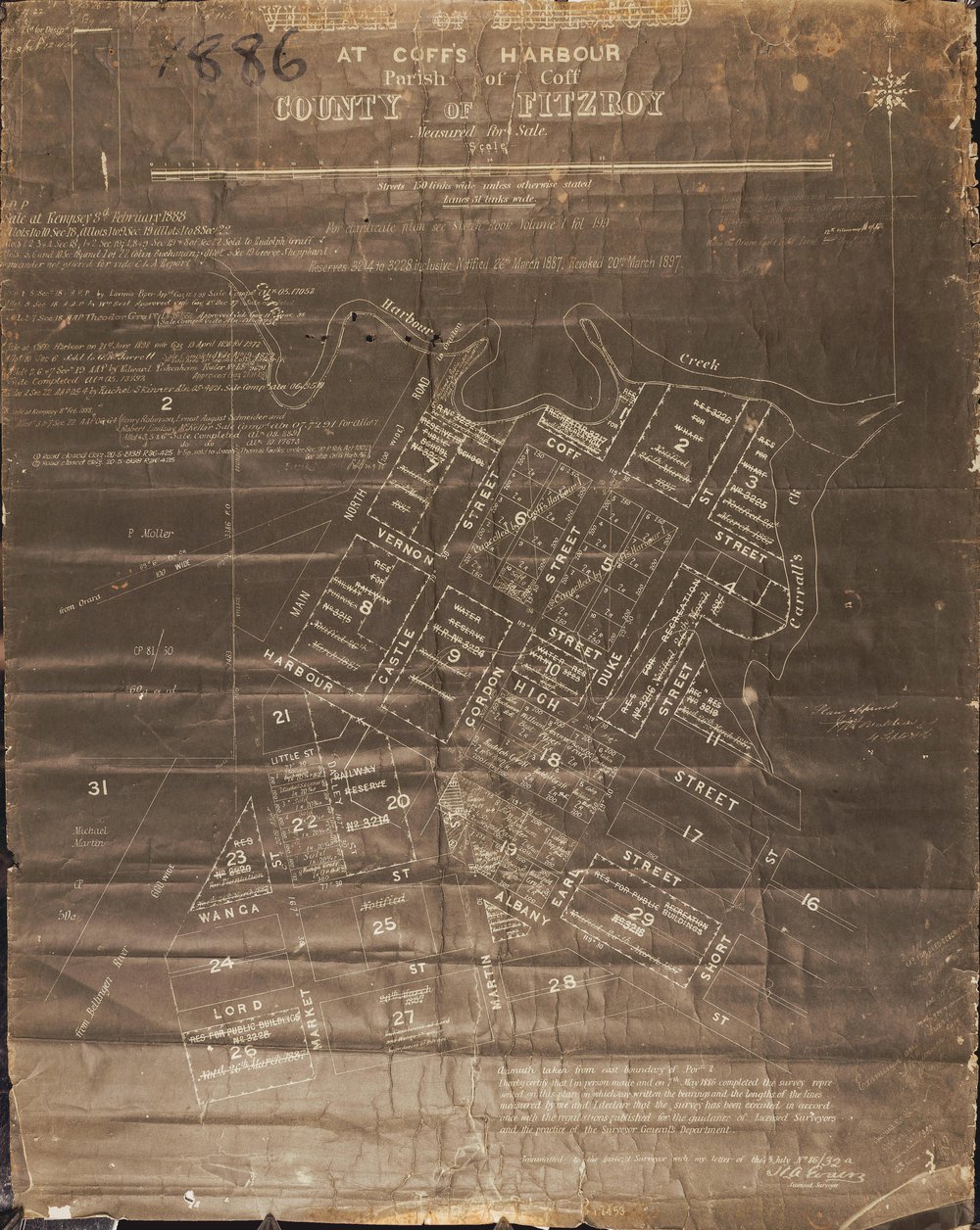 Village of Brelsford at Coff's Harbour map, 1886