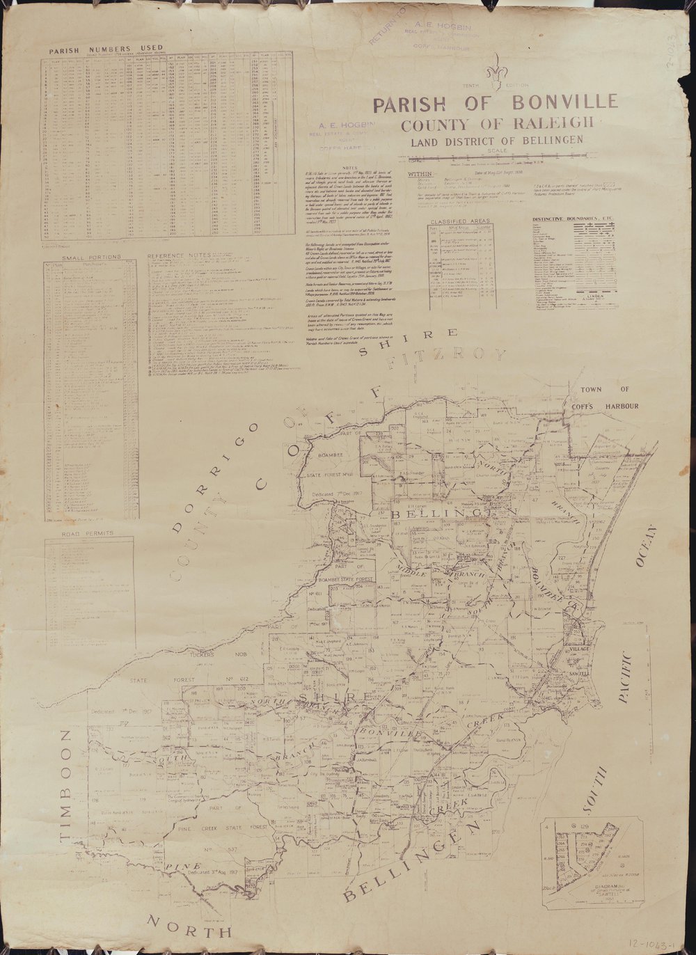 Parish of Bonville map, 1938