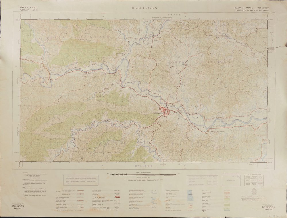 Topographic map of Bellingen, 1967