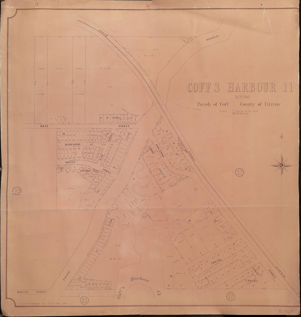 Coffs Harbour map, Part 11, 1958