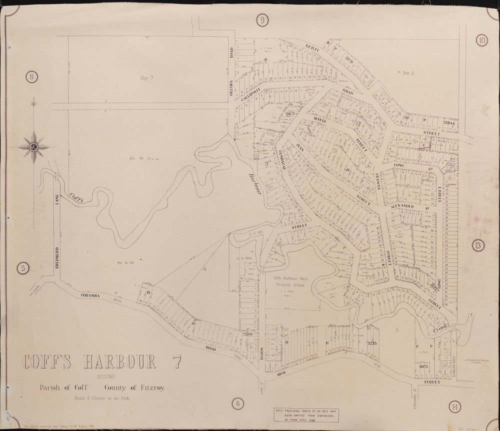 Coffs Harbour map, Part 7, 1958