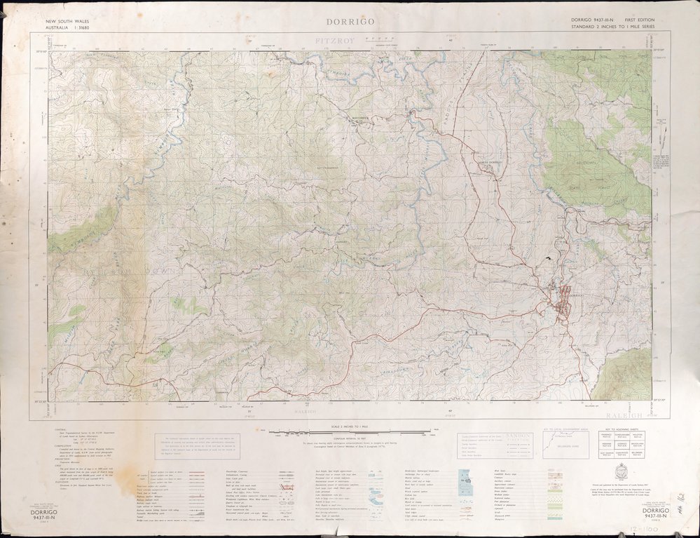 Topographic map of Dorrigo, 1967