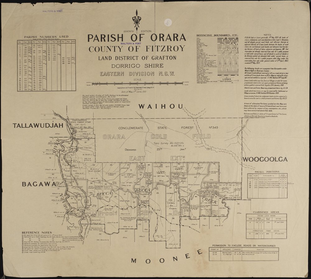 Map of Parish of Orara, 1931