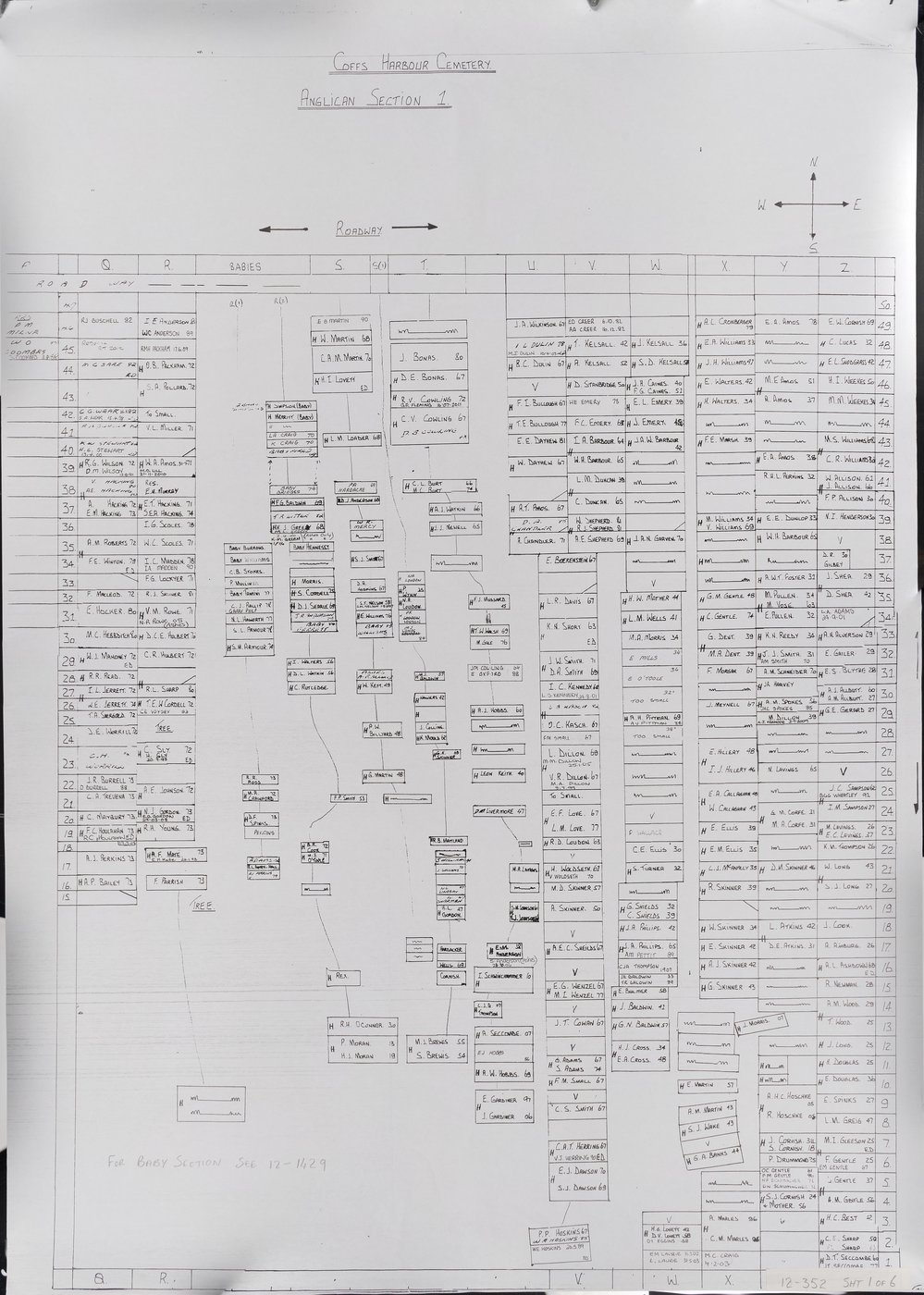 Coffs Harbour Historic Cemetery Anglican burial plot charts