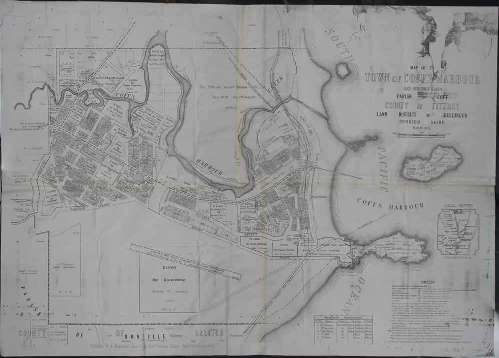 Town of Coffs Harbour map, 1912