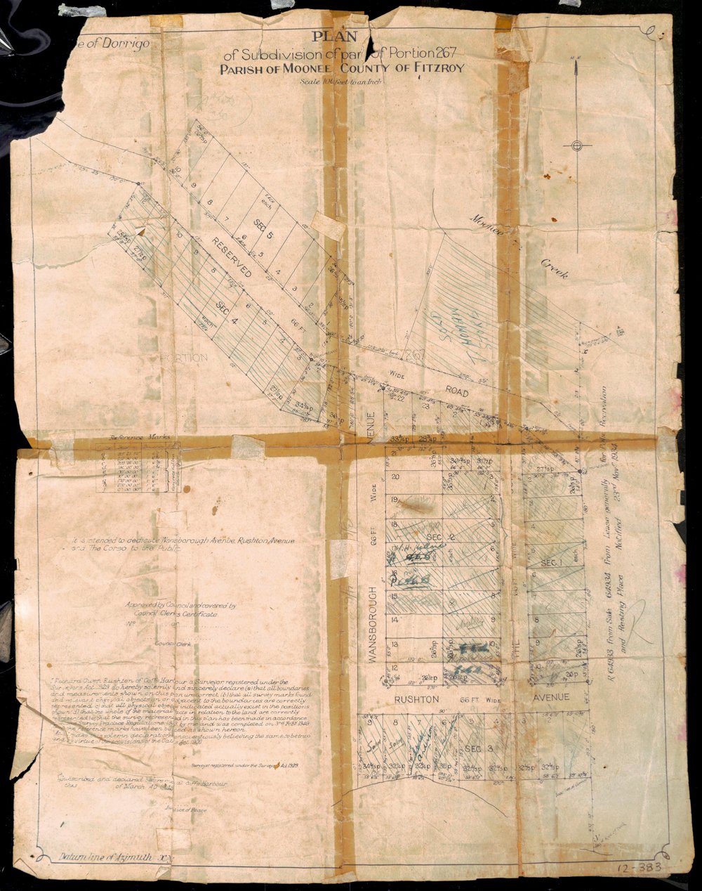 Moonee Beach Subdivision plan, 1949