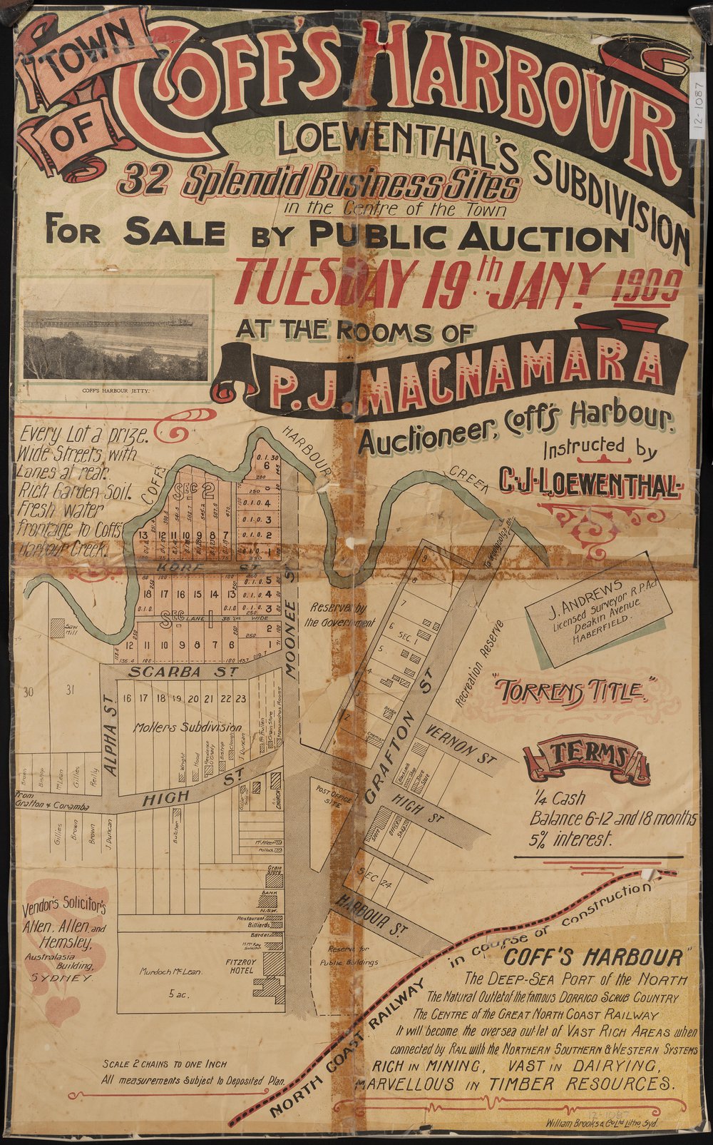Town of Coff's Harbour: Loewenthal's subdivision, 1909