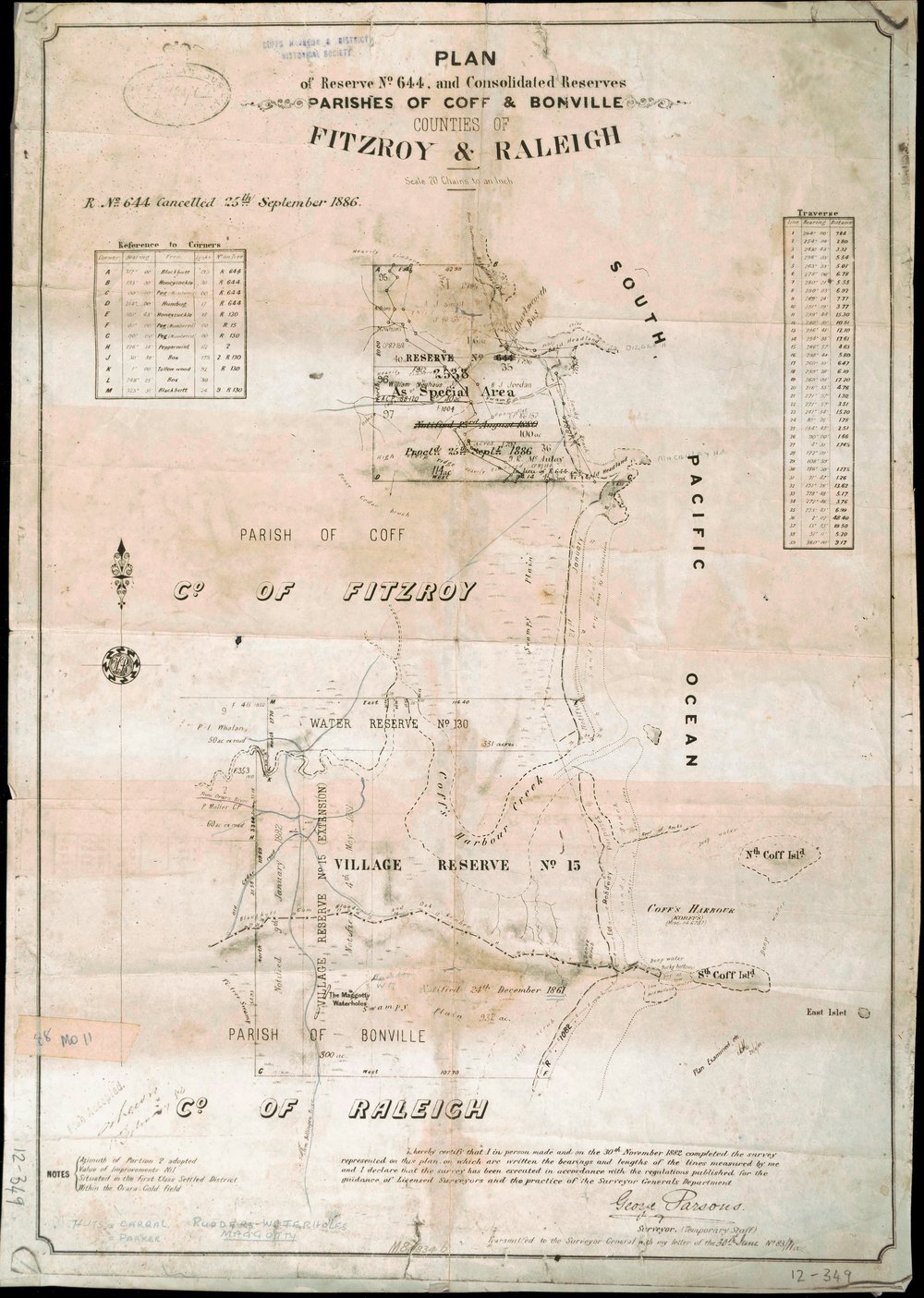 Plan of the Coffs coast, 1883