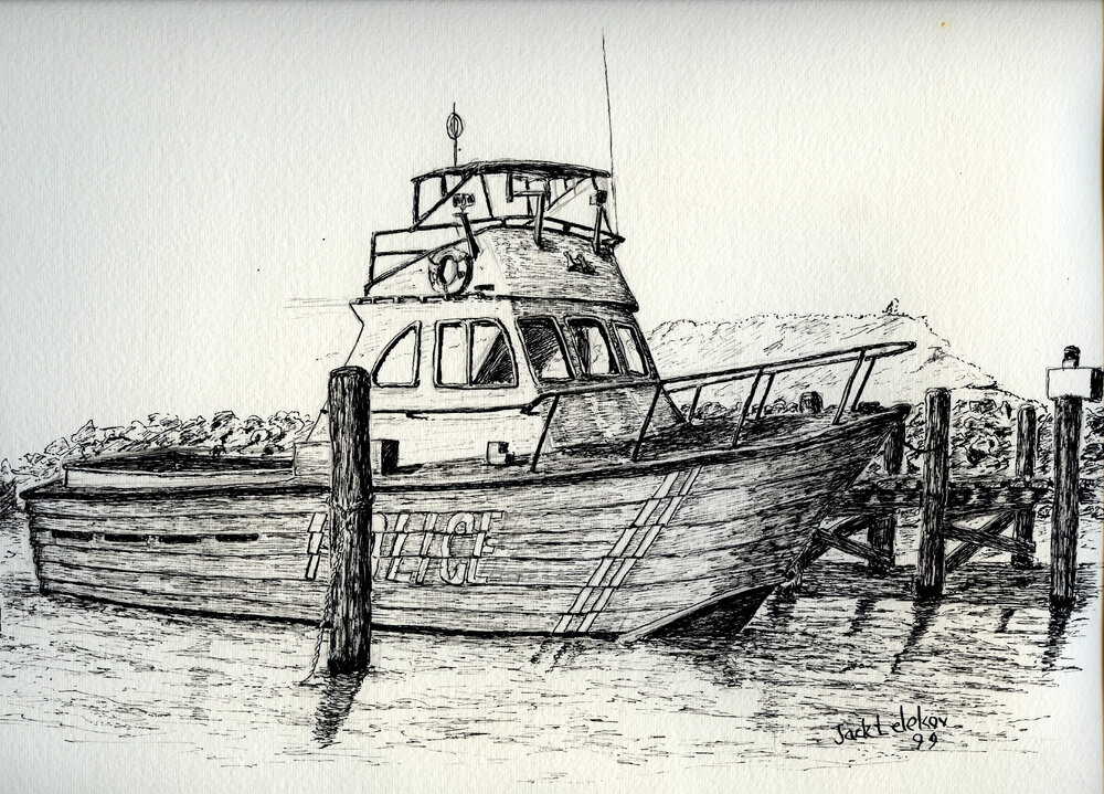 Drawing of police boat, 1999