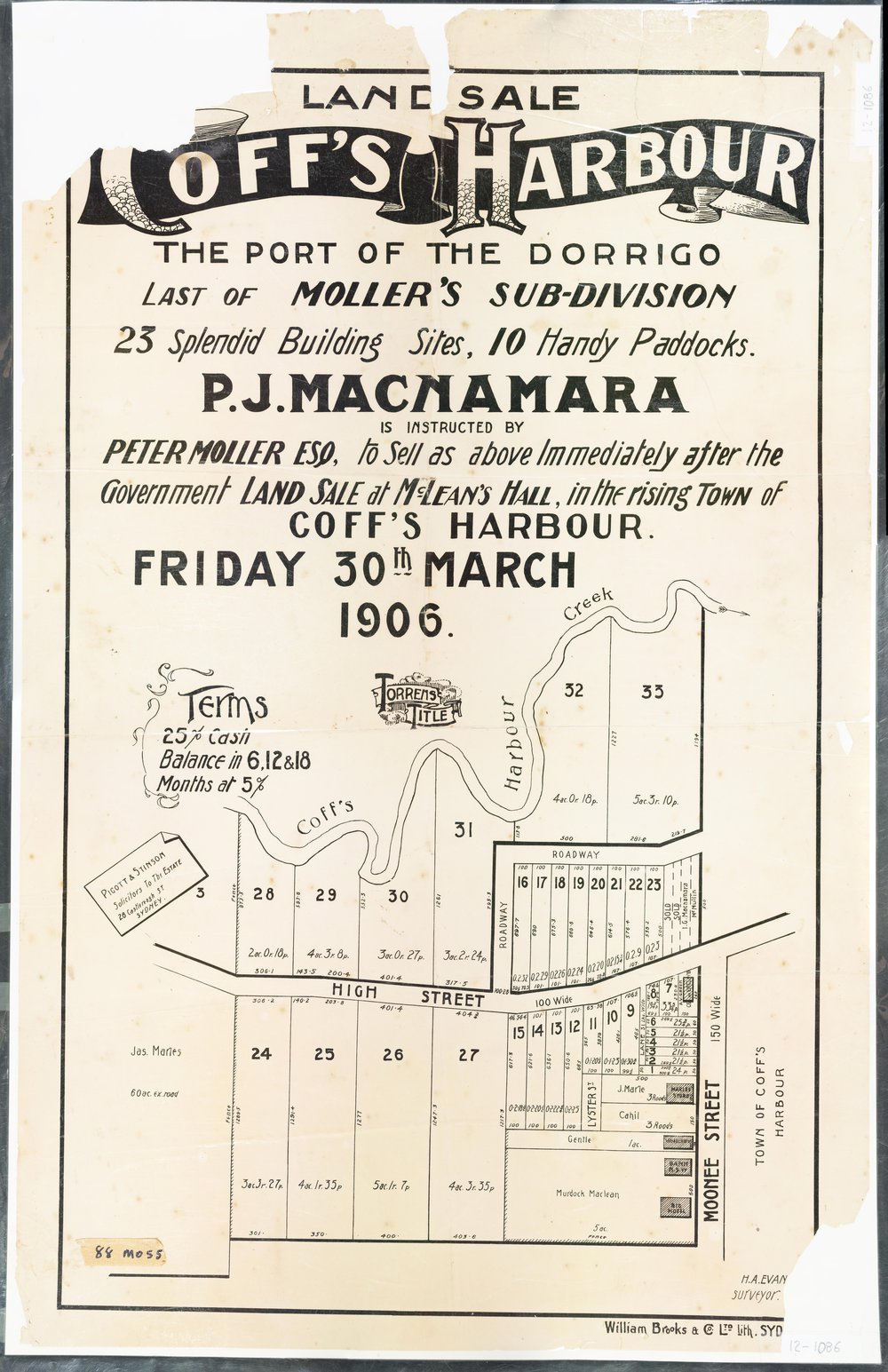 Coff's Harbour land sale, 1906
