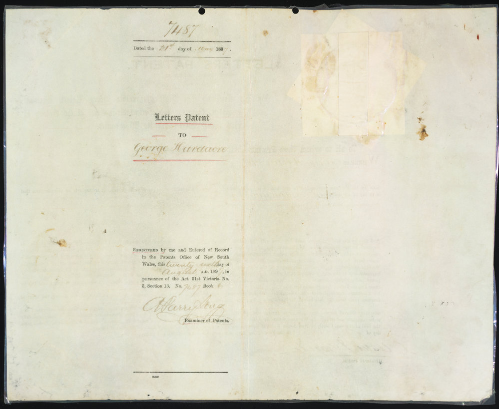 George Hardacre's Letters Patent, 1897