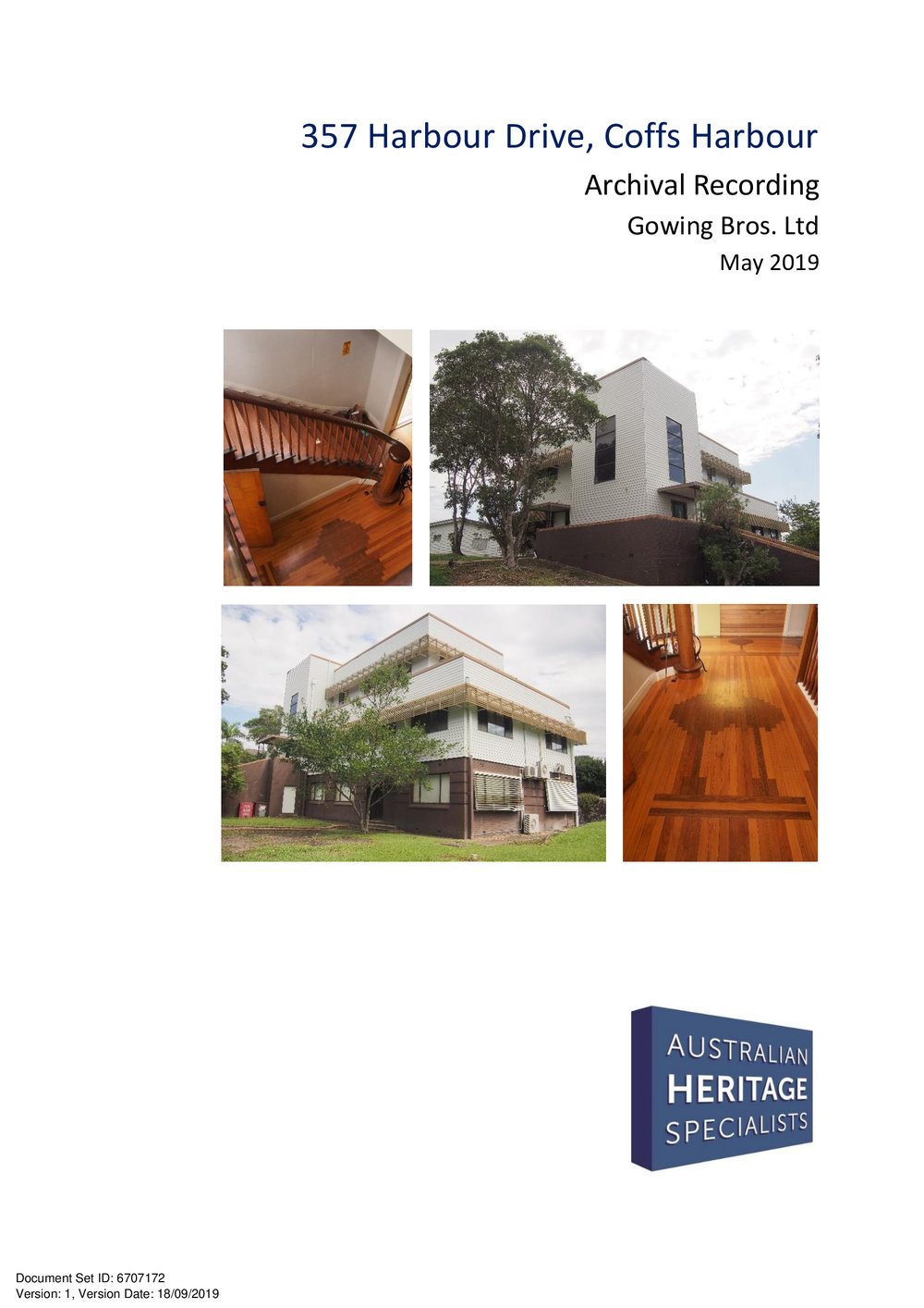 357 Harbour Drive - Archival Recording Report