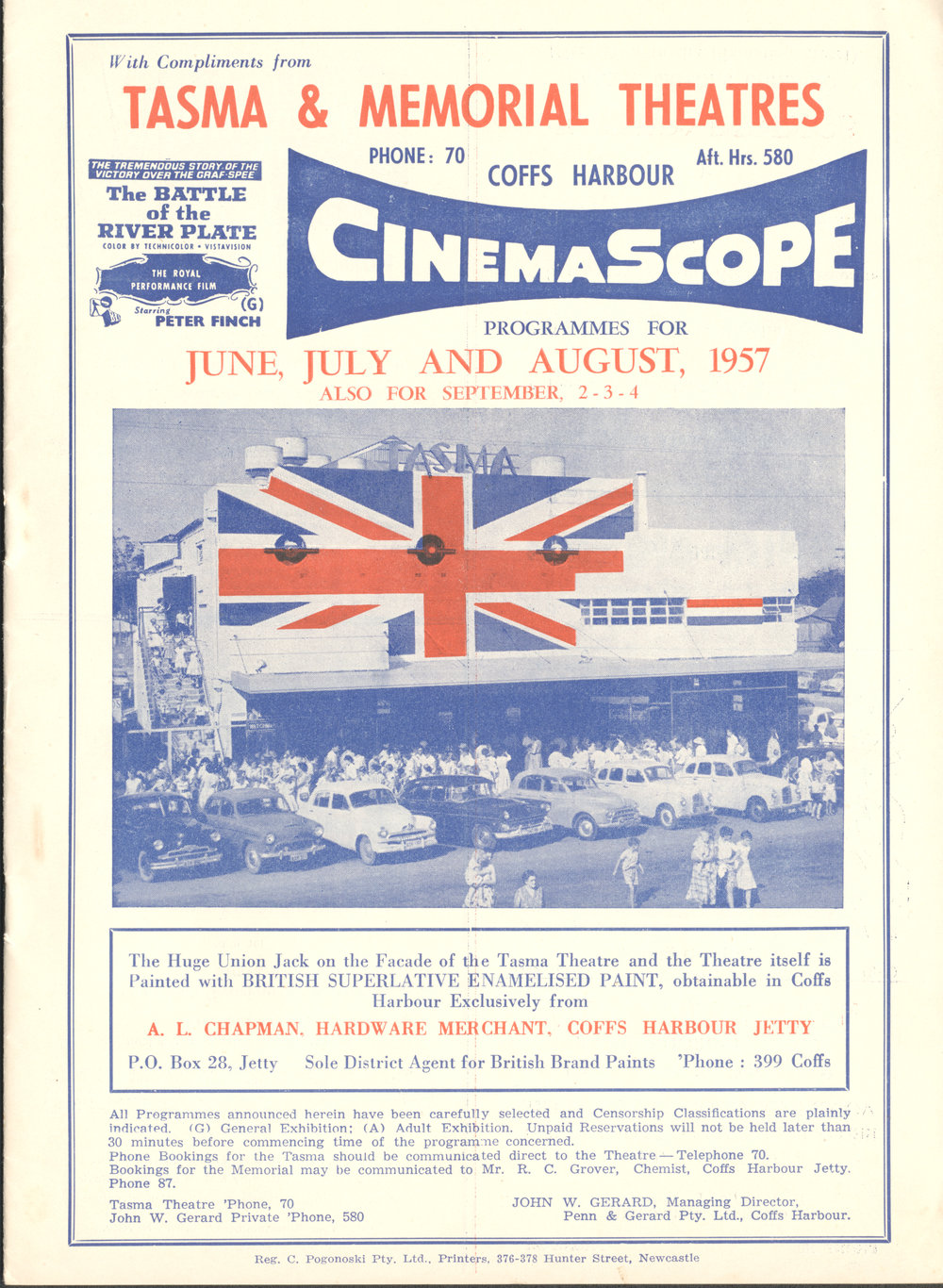 Tasma &amp; Memorial Theatre programme, June to August 1957
