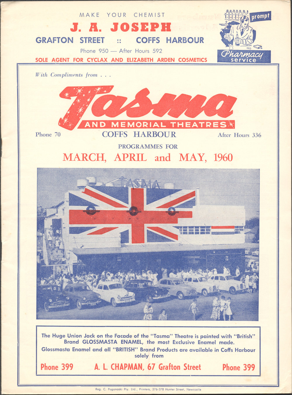 Tasma &amp; Memorial Theatre programme, March to May 1960