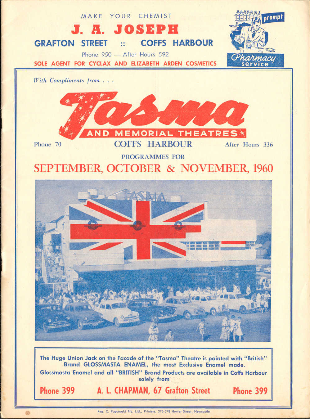 Tasma &amp; Memorial Theatre programme, September to November 1960