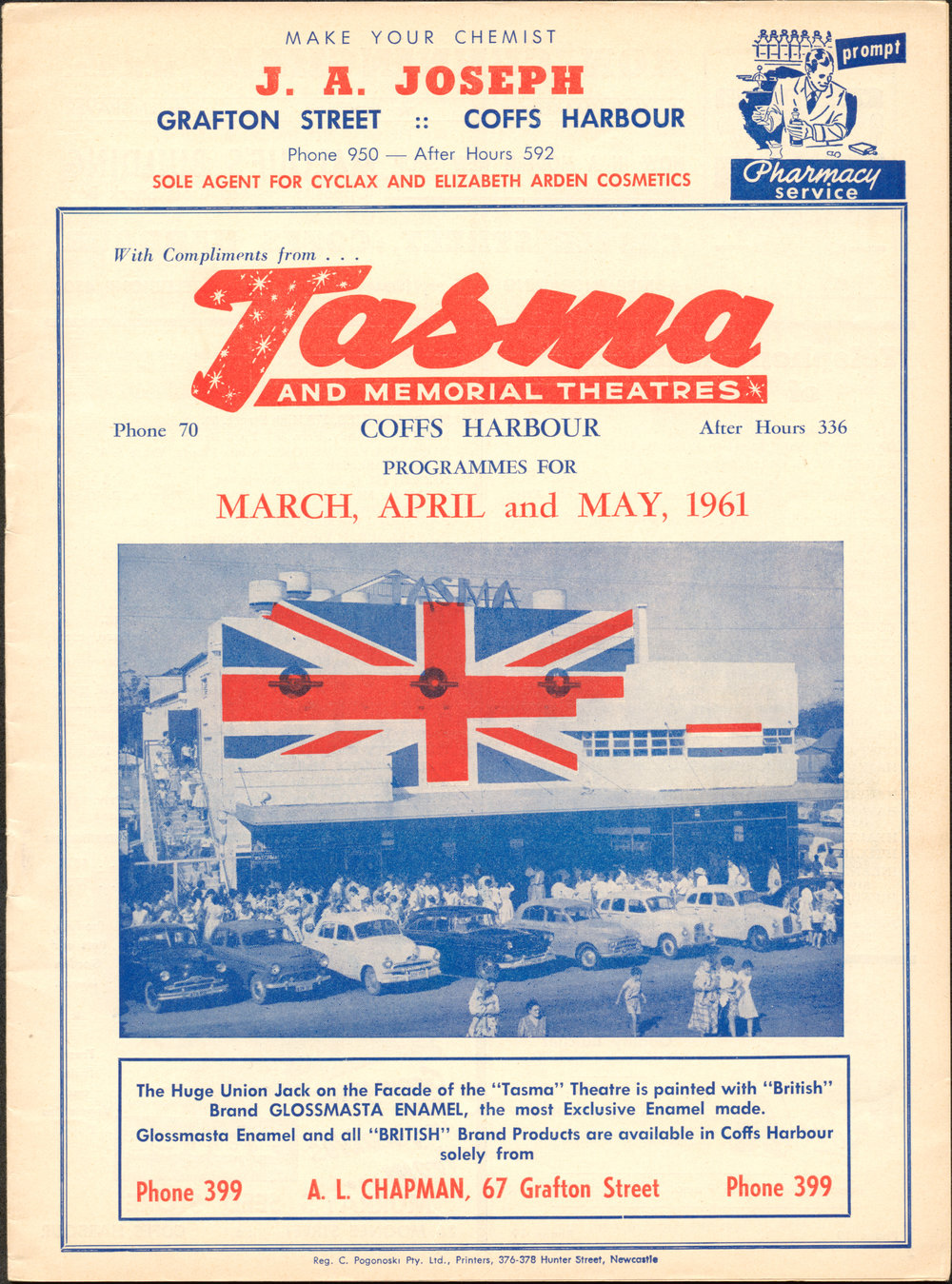 Tasma &amp; Memorial Theatre programme, March to May 1961