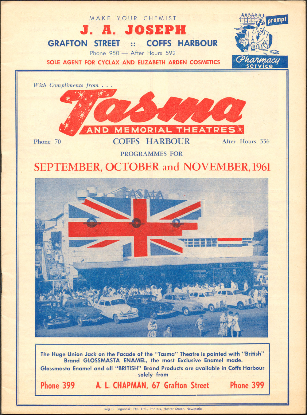 Tasma &amp; Memorial Theatre programme, September to November 1961