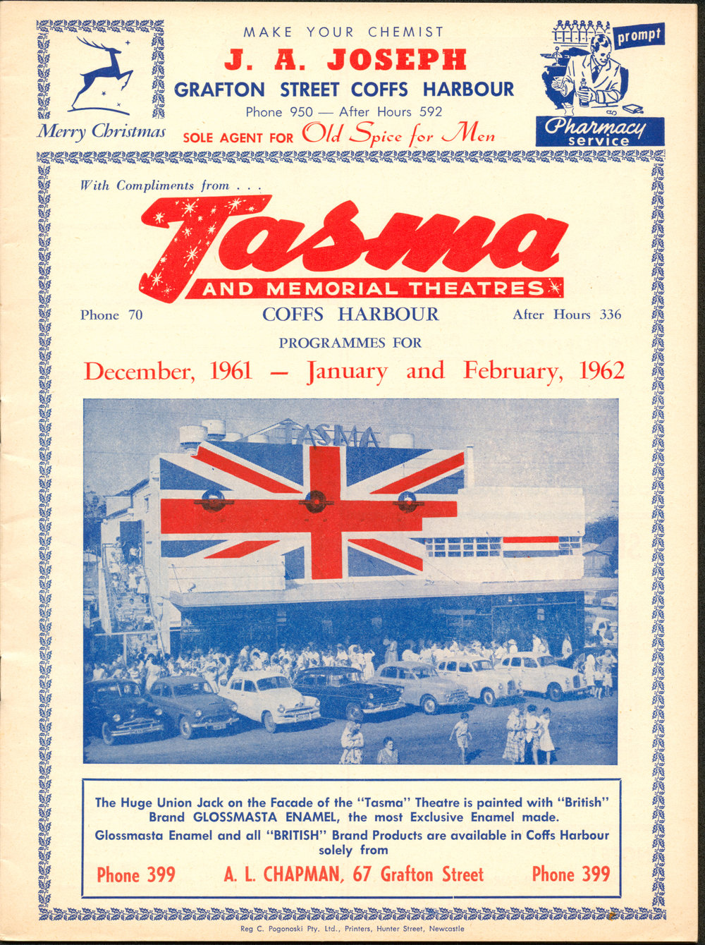 Tasma &amp; Memorial Theatre programme, December 1961 to February 1962