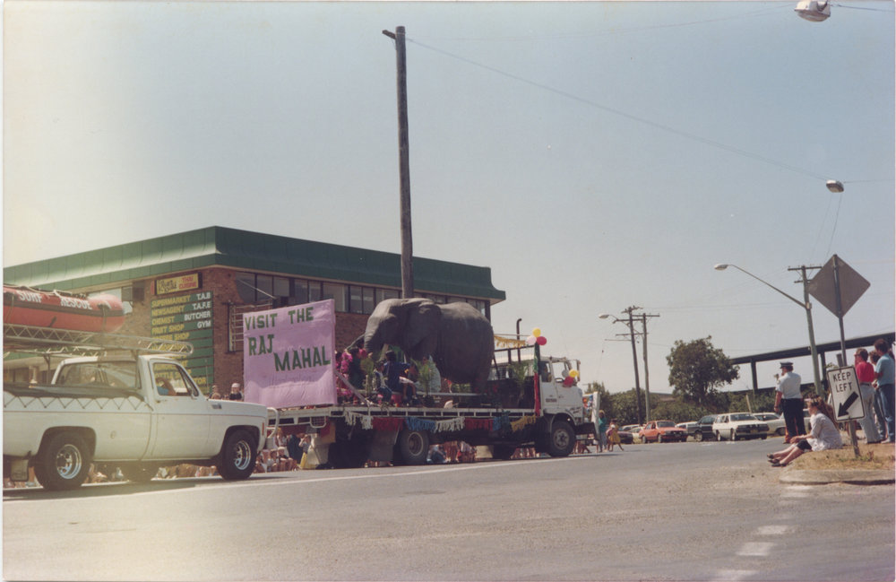 Raj Mahal elephant in parade, Woolgoolga