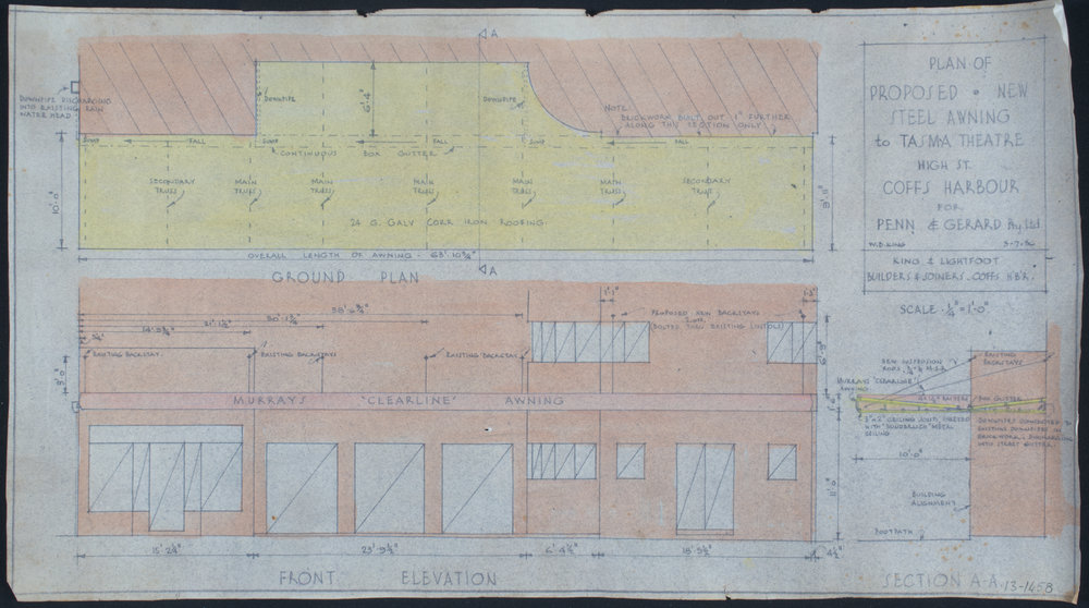 Tasma Theatre building plans, 1956