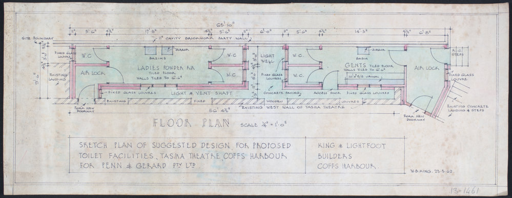 Tasma Theatre floor plan, 1962