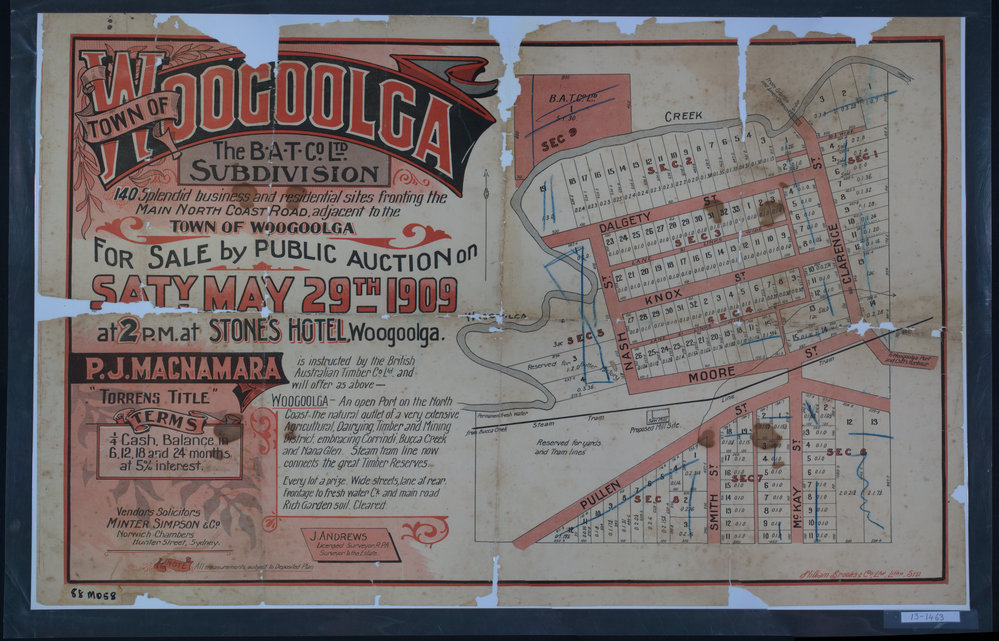 Town of Woolgoolga - Subdivision sale, 1909