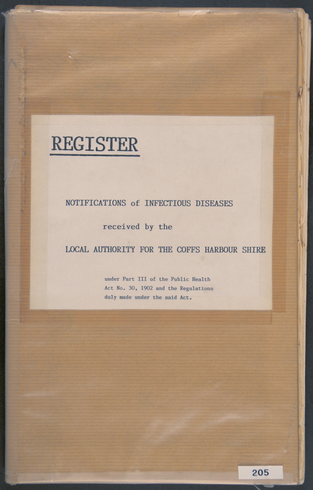 Notification of Infectious Diseases register, 1913 - 1989