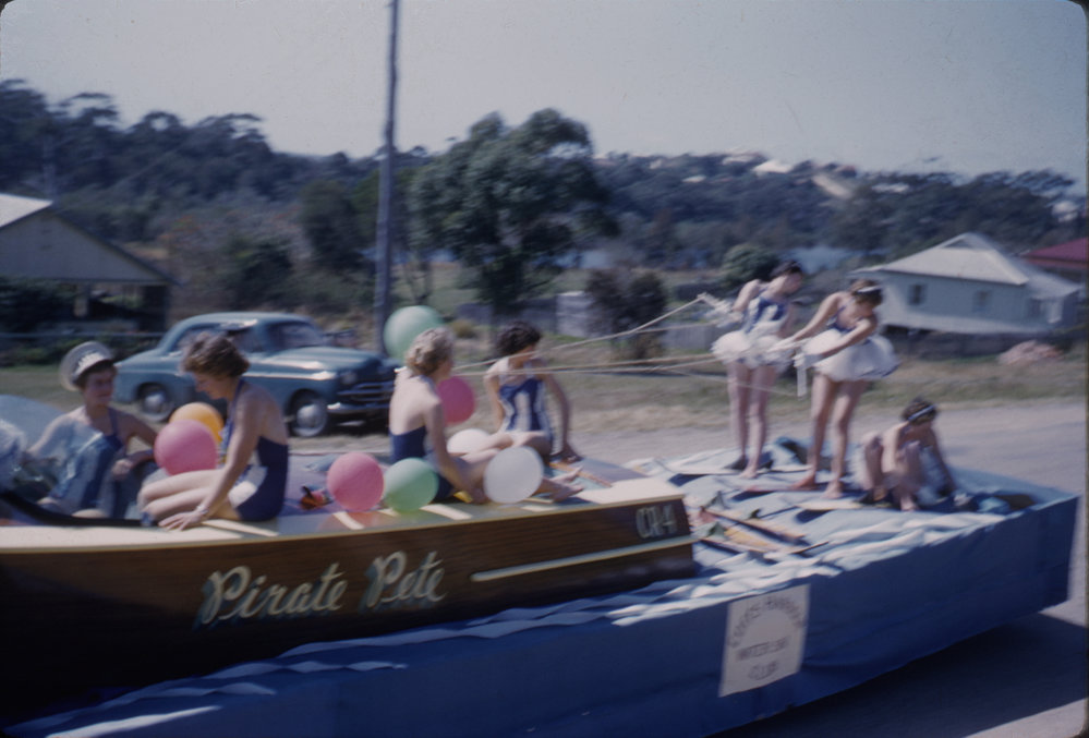 Coffs Harbour Water Skiers Club float on High Street, April 1964