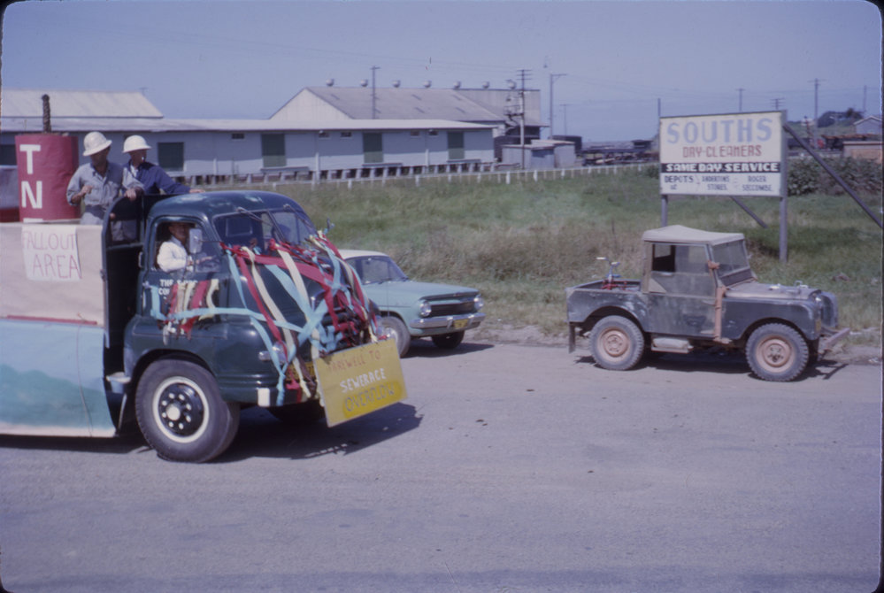 Council sewerage float at Coffs Jetty, 1964