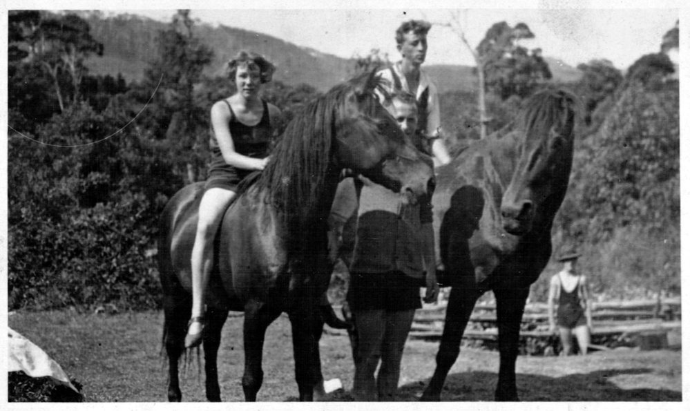 Betty Fowler riding, late 1910s 