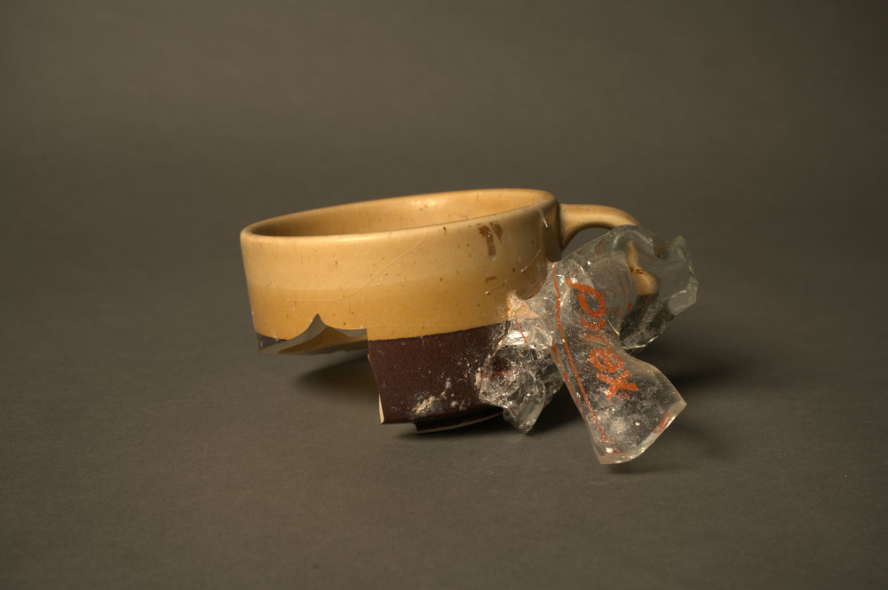 Fire Damaged Soup Cup and Measuring Cup