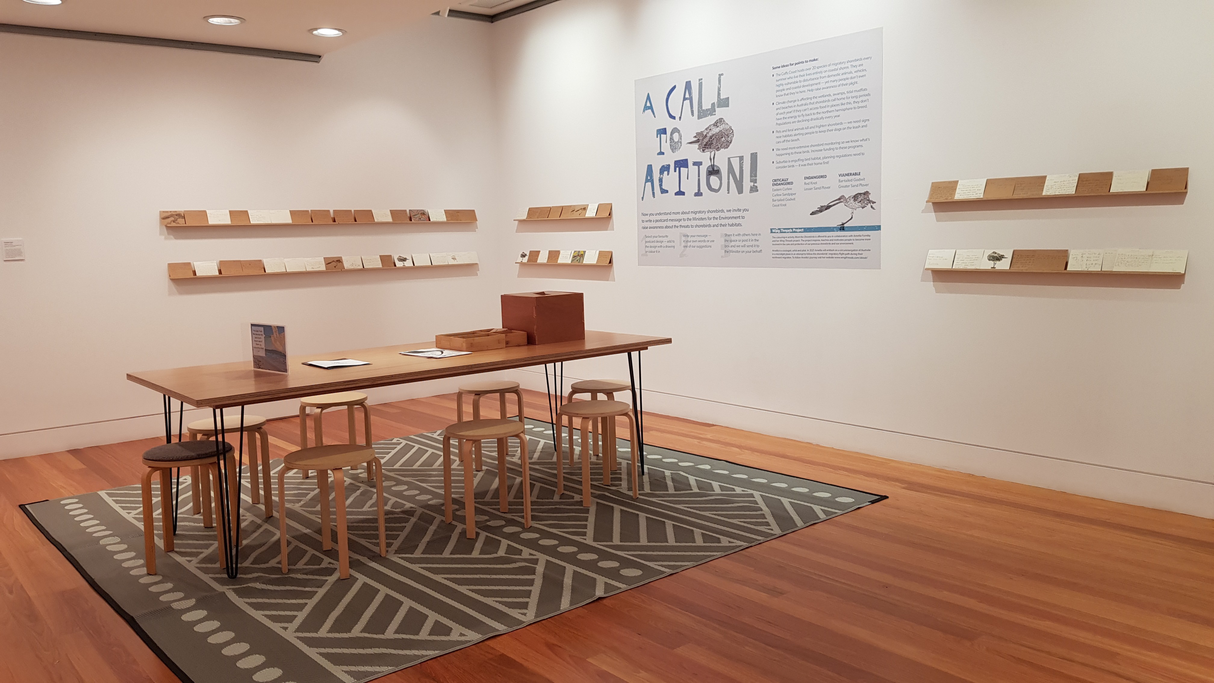 Our 'A Call to Action!' space, where visitors could write postcards to the Minister for Environment