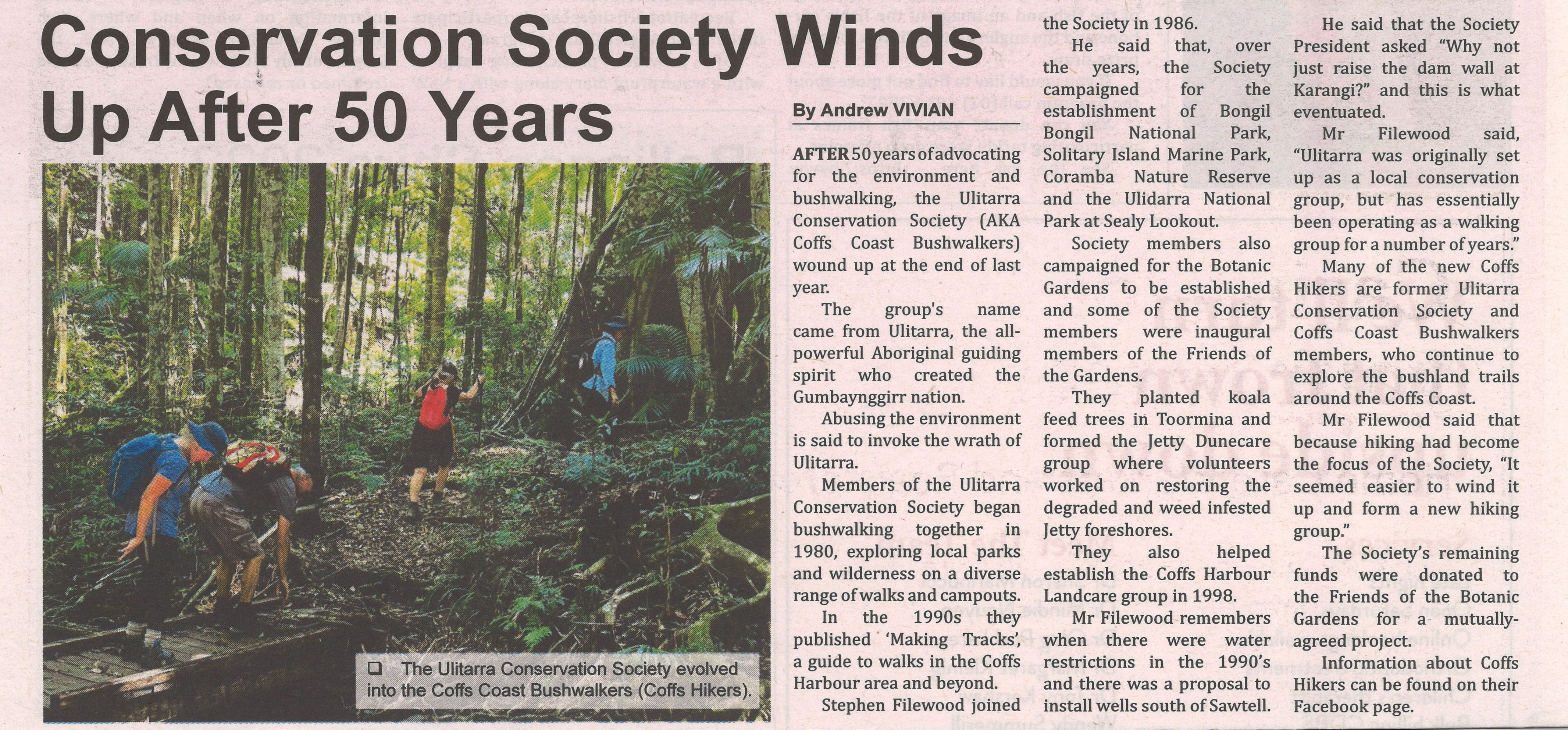 Conservation Society winds up after 50 years,
News of the Area, 21 January 2022, p.5
https://nla.gov.au/nla.obj-3025662898
