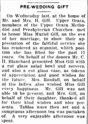 PRE-WEDDING GIFT (1936, June 2). Coffs Harbour Advocate (NSW : 1907 - 1942; 1946 - 1954), p. 2. http://nla.gov.au/nla.news-article189058177