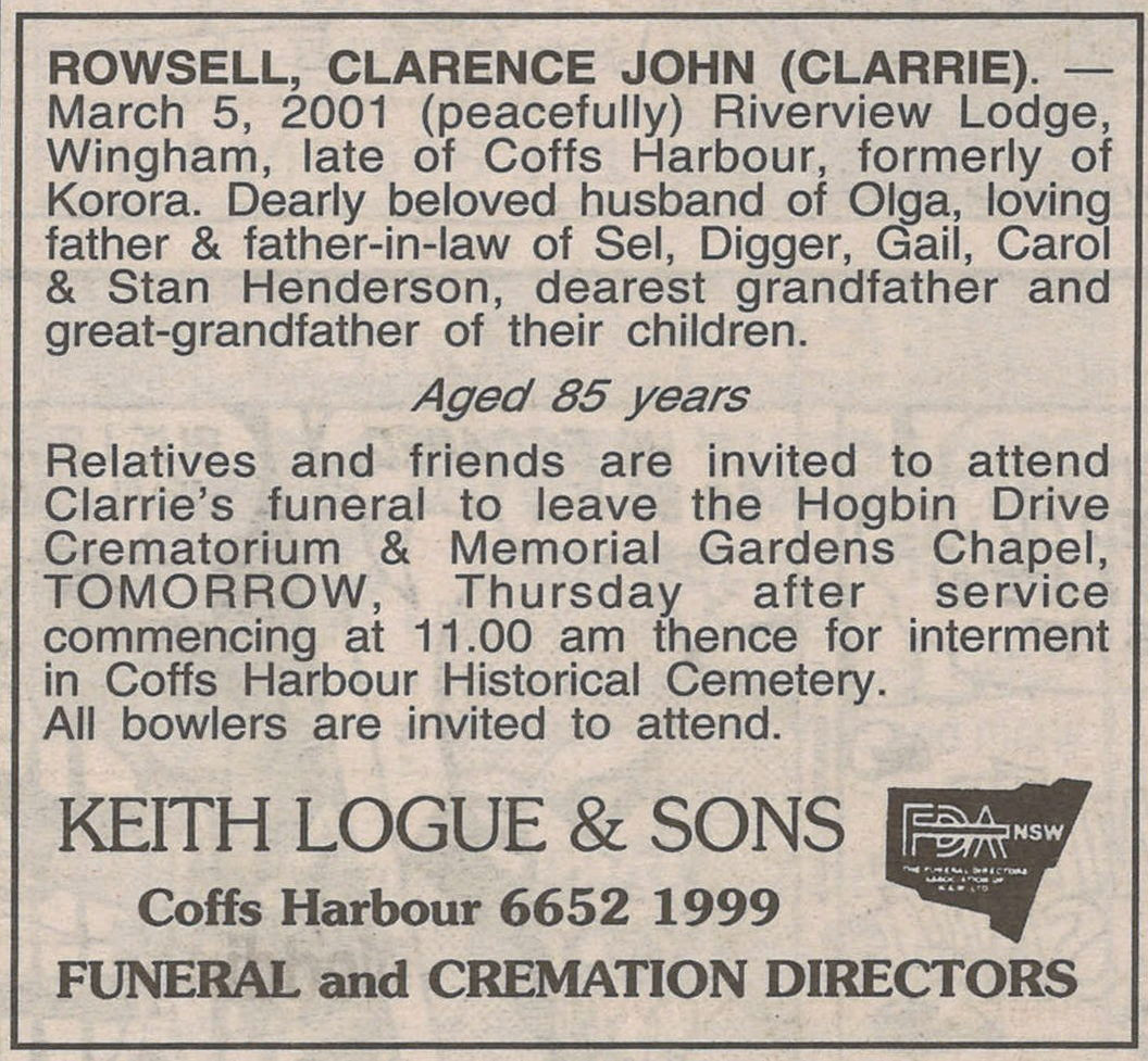 Coffs Harbour Advocate
7 March 2001, p.36