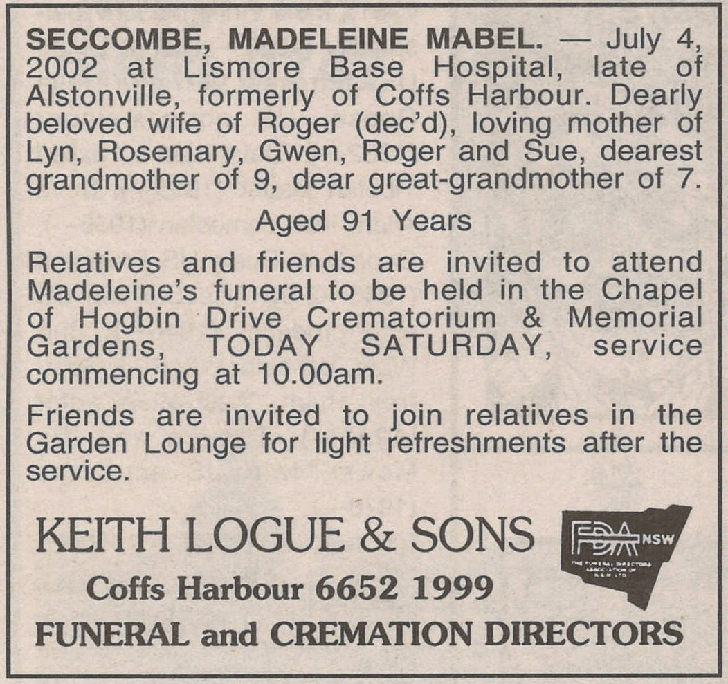 Coffs Harbour Advocate,
6 July 2002, p.60