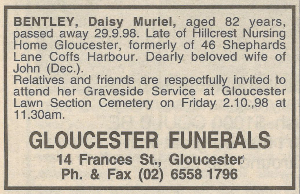 Coffs Harbour Advocate
2 October 1998, p.22