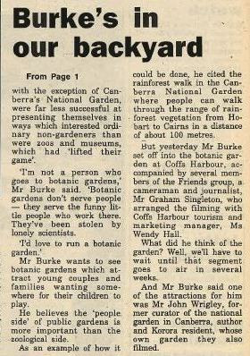 Burke's in our backyard
Coffs Harbour Advocate
24 February 1994, p.2