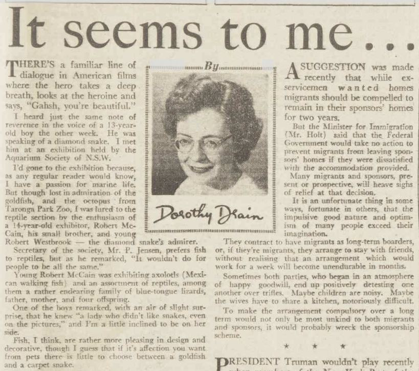 It seems to me... (1950, April 8). The Australian Women's Weekly (1933 - 1982), p. 25. http://nla.gov.au/nla.news-article55184228