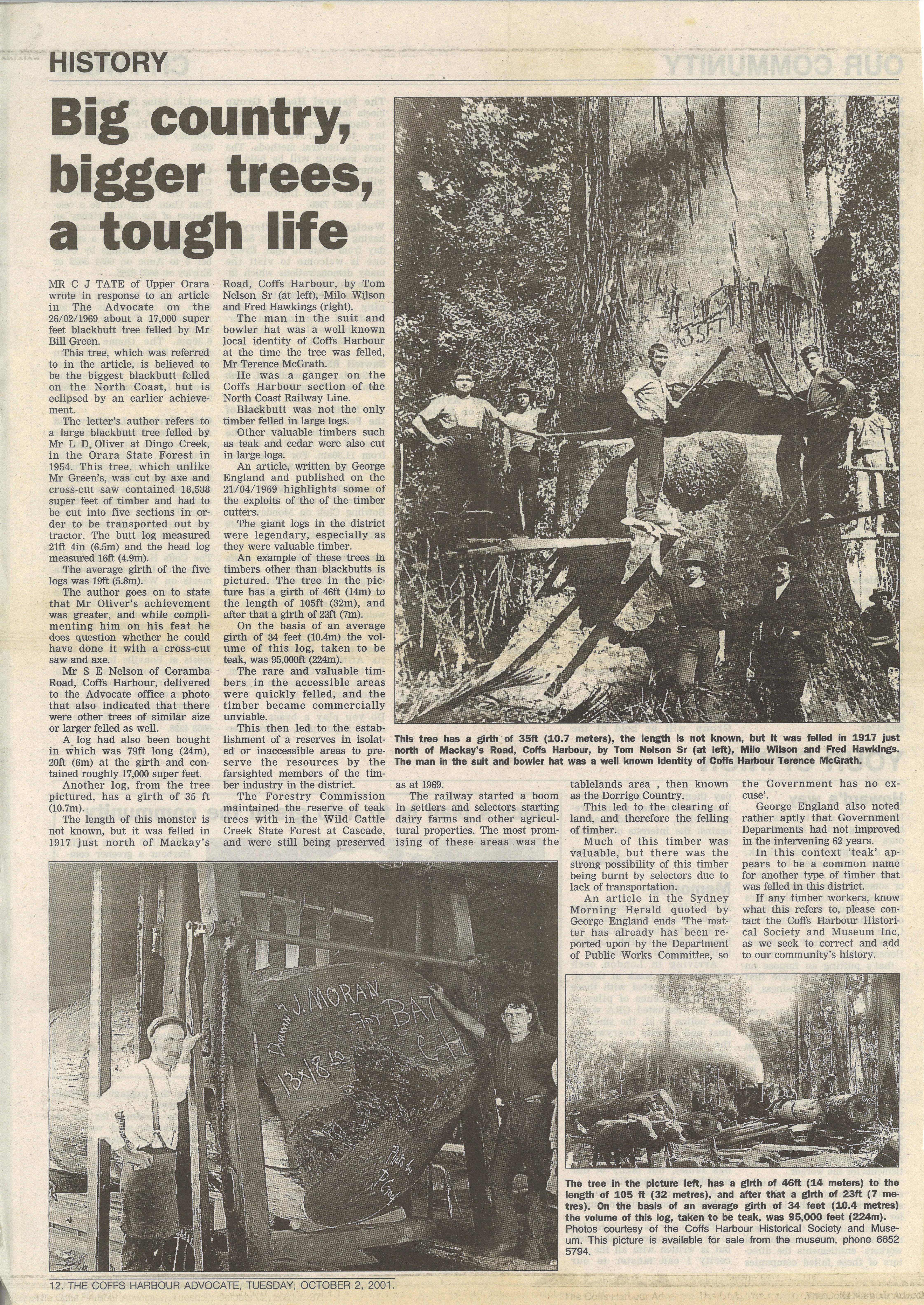 Coffs Harbour Advocate
2 October 2001, p.12