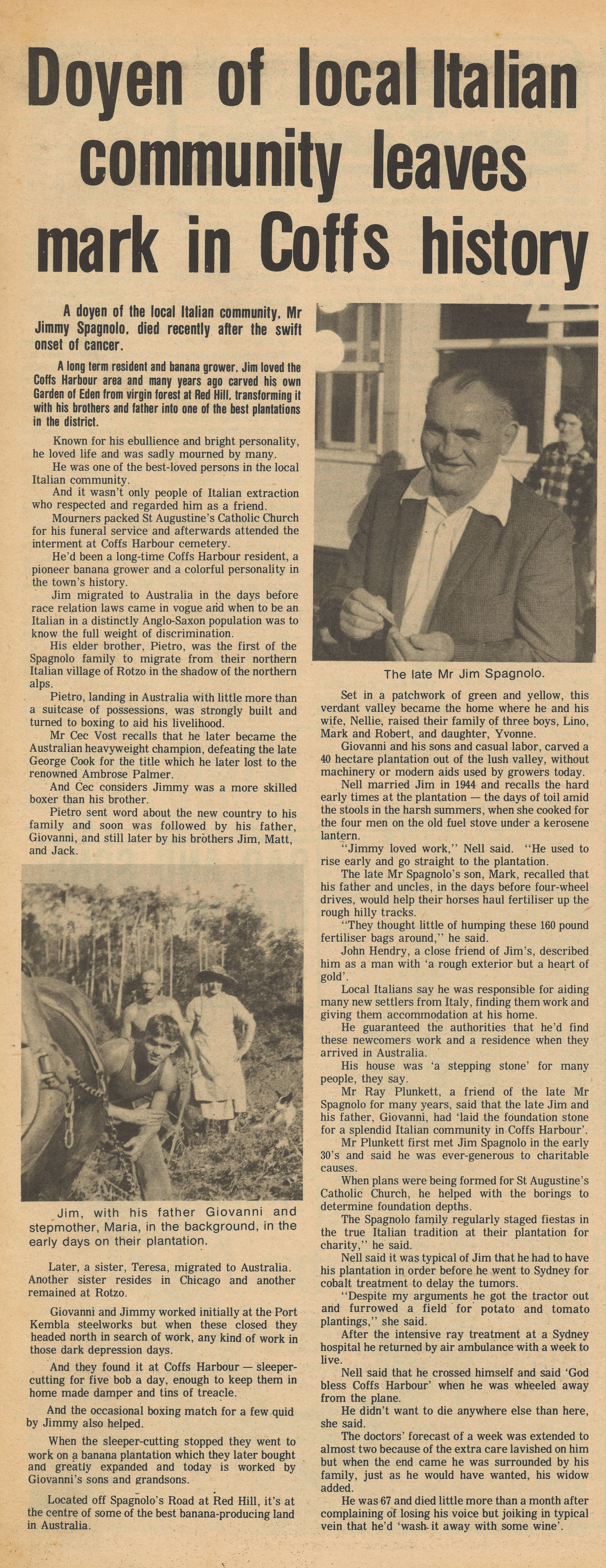 Doyen of local Italian community leaves mark in Coffs history
The Advocate
3 February 2022, p.7