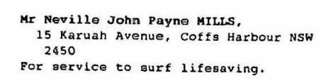 THE QUEEN'S BIRTHDAY 1991 HONOURS (1991, June 10). 
Commonwealth of Australia Gazette. Special (National : 1977 - 2012), p. 17.