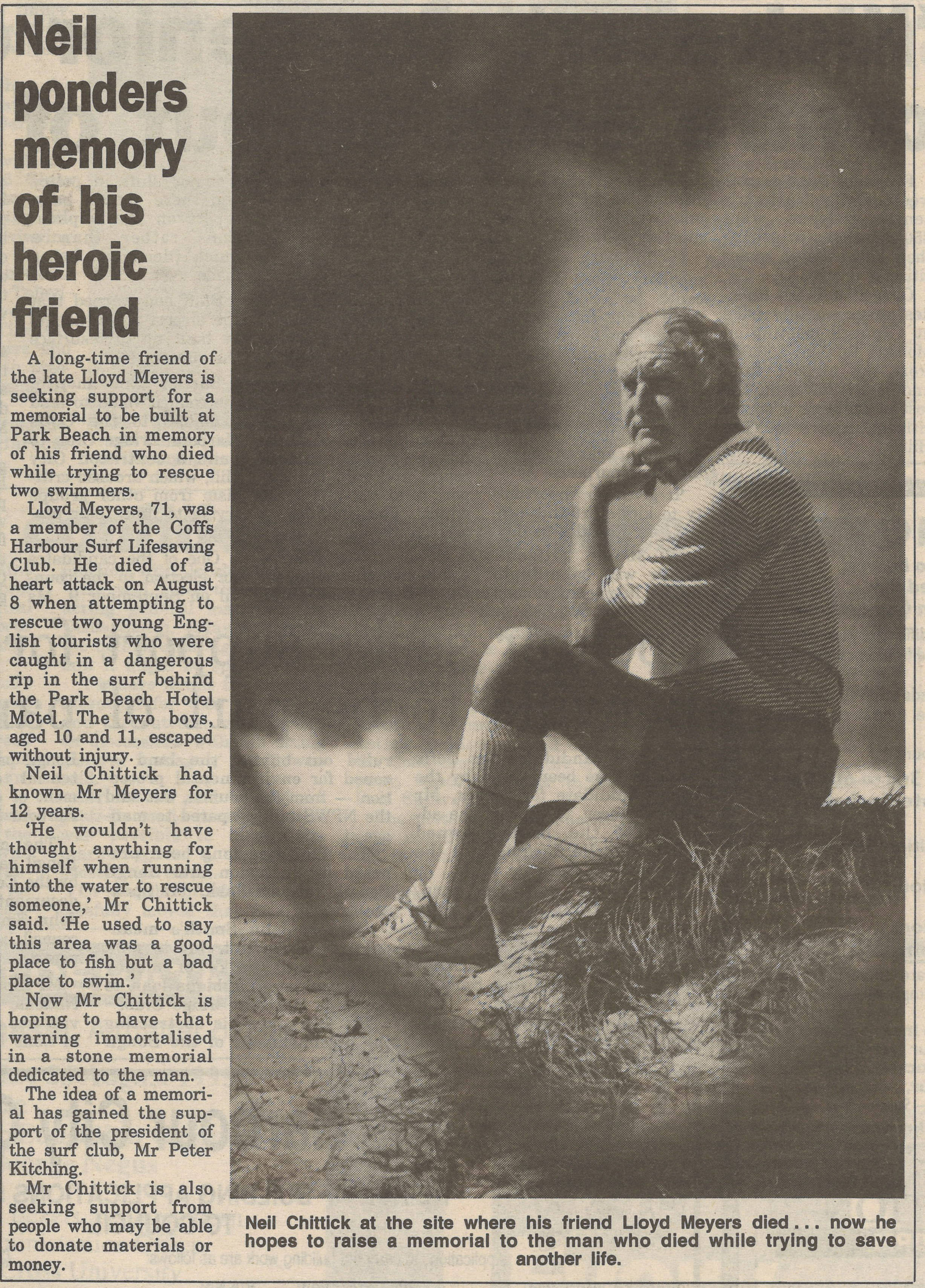 Neil ponders memory of his heroic friend
The Advocate
24 August 1995, p.1