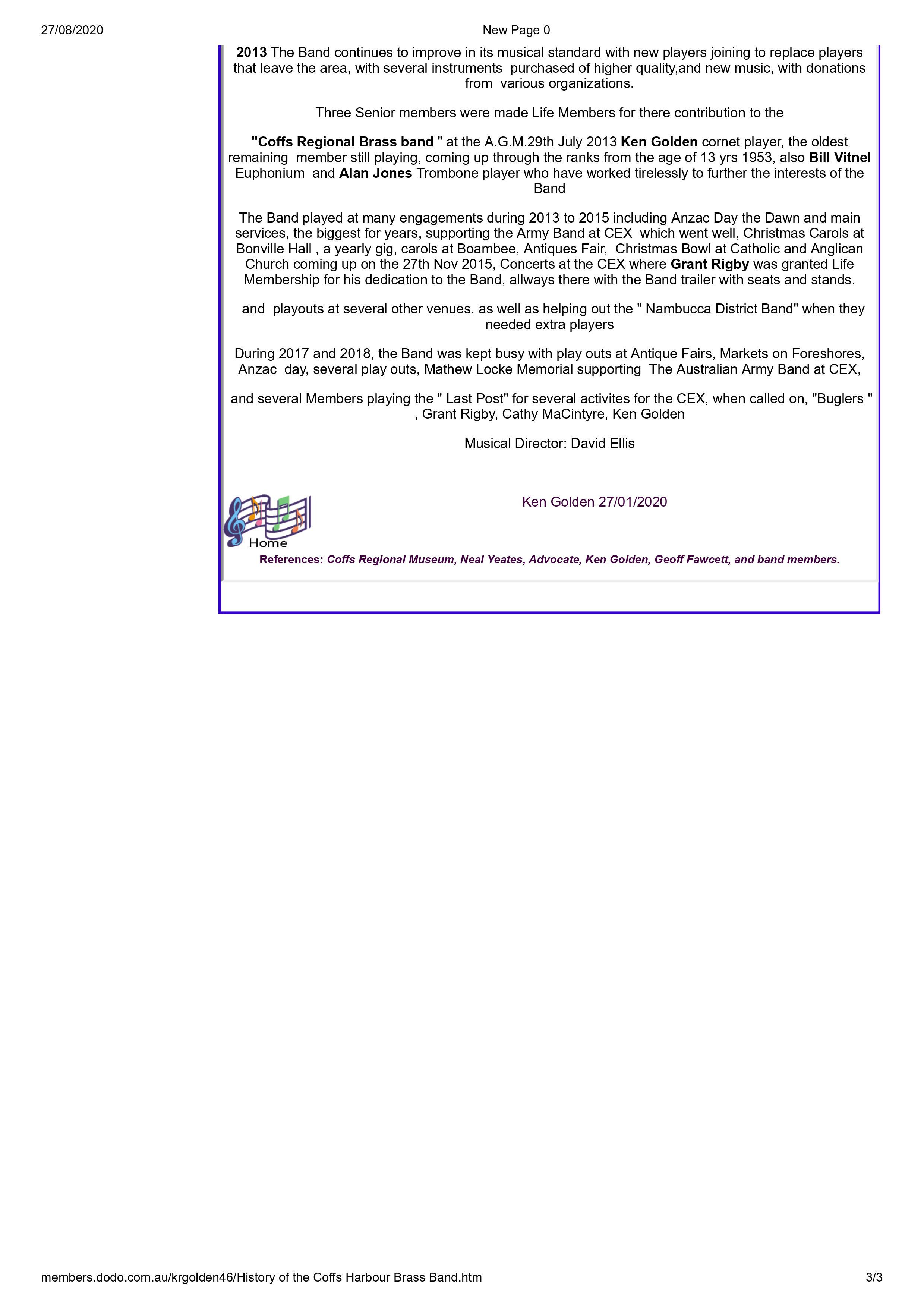 History of the Coffs Harbour Regional Brass Band