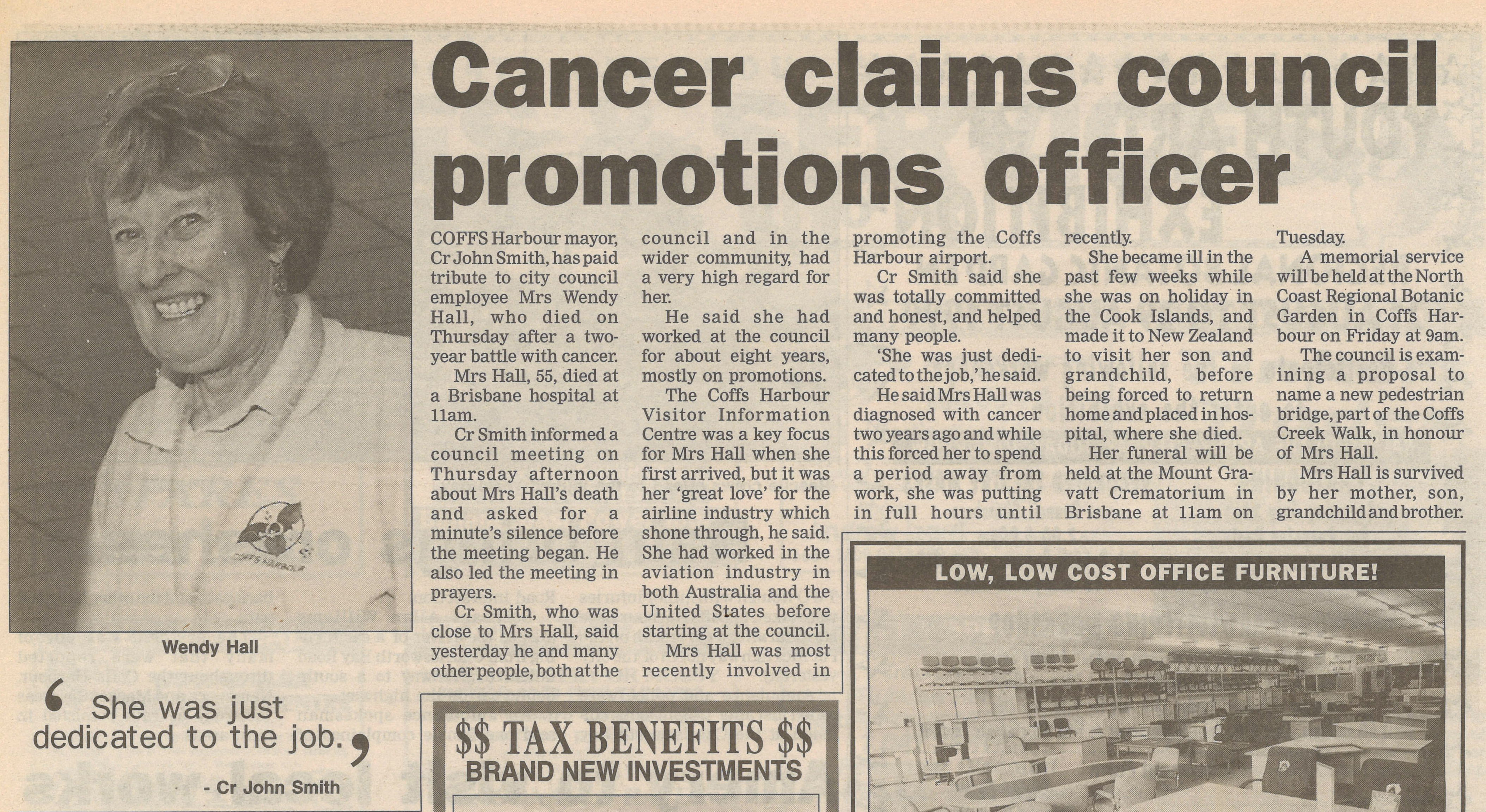 Coffs Harbour Advocate
10 July 1999, p.9