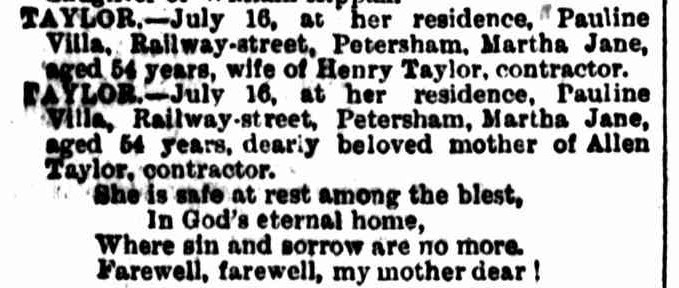 Family Notices (1892, July 18). The Australian Star (Sydney, NSW : 1887 - 1909), p. 1. http://nla.gov.au/nla.news-article227297101