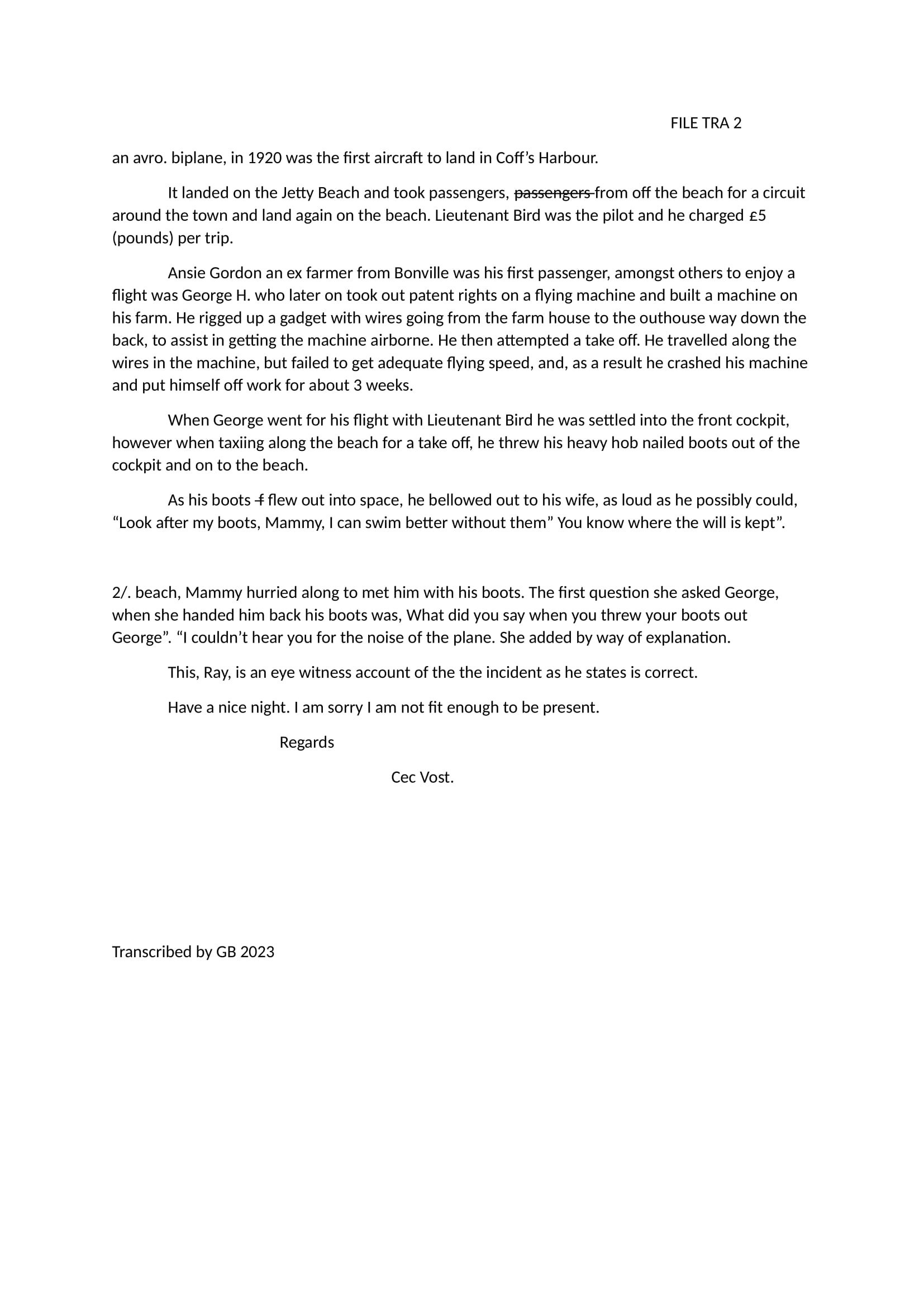 Cec Vost's aerodrome story 