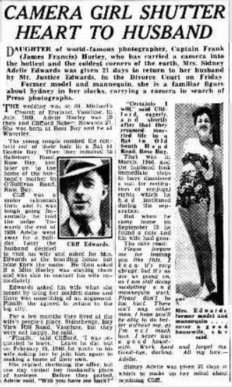 CAMERA GIRL SHUTTER HEART TO HUSBAND (1942, August 9). Truth (Sydney, NSW : 1894 - 1954), p. 17. http://nla.gov.au/nla.news-article168969039