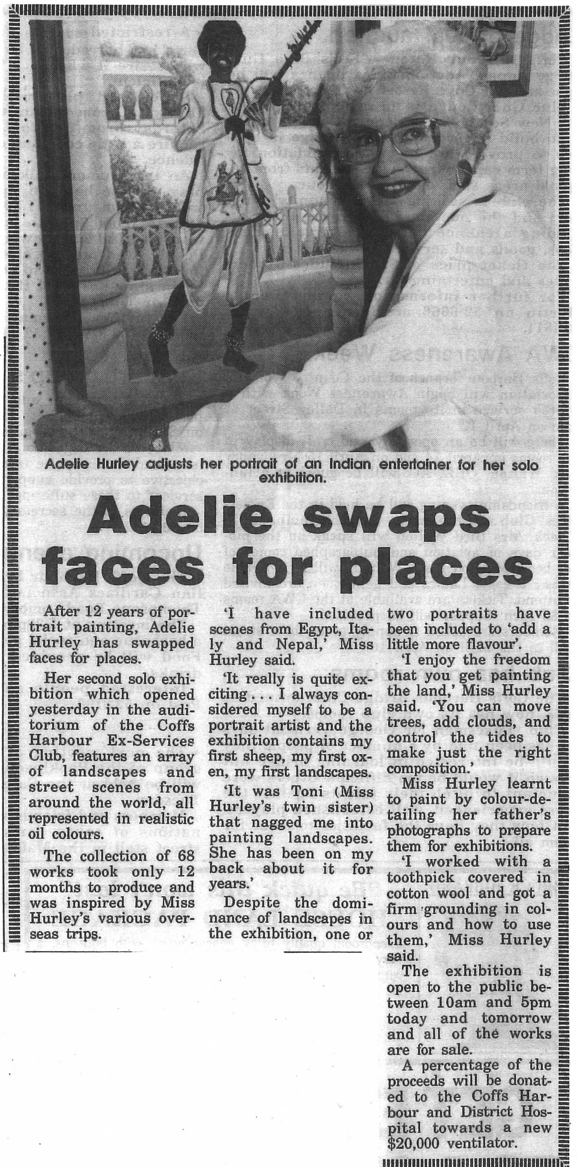 Adelie swaps faces for places
Coffs Harbour Advocate
1 April 1992, p.8